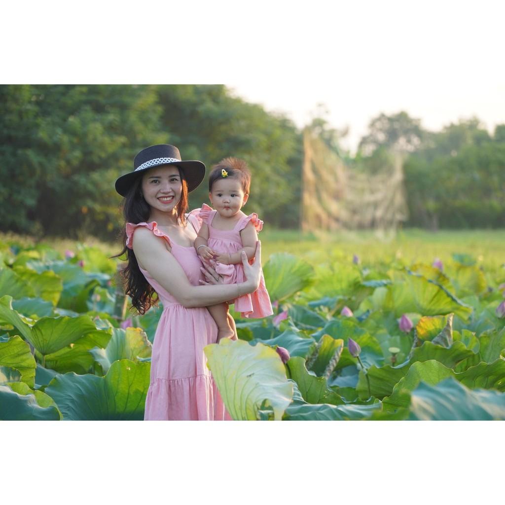 Đầm Cánh Tiên 3 Tầng Mẹ & Bé chất Linen Hàn Cao Cấp 3 Đậu Đậu-SB33-34