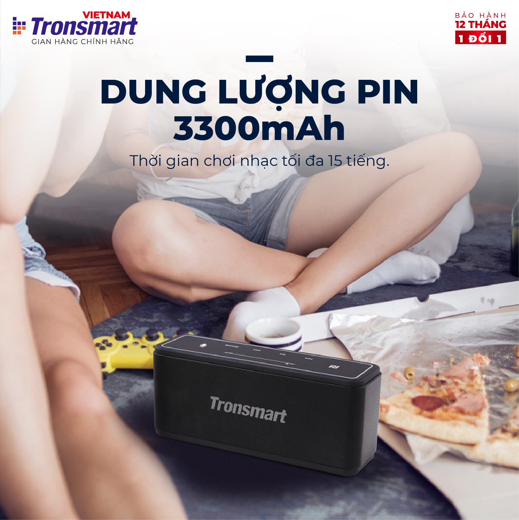 COMBO Loa Tronsmart Mega và hộp đựng chống shock - Công suất 40W - Hỗ trợ TWS và NFC ghép đôi 2 loa - Hàng chính hãng