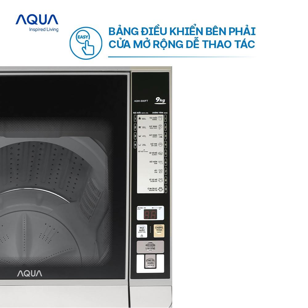 Máy giặt cửa trên 9kg Aqua AQW-S90CT.S - Hàng chính hãng - Chỉ giao HCM, Hà Nội, Đà Nẵng, Hải Phòng, Bình Dương, Đồng Nai, Cần Thơ