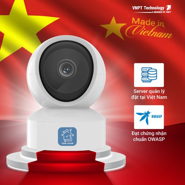 Camera IP Wifi VNPT Technology ONE HOME HVIP01 xoay 360 quan sát rõ ngày và đêm kèm thẻ nhớ hàng Việt Nam