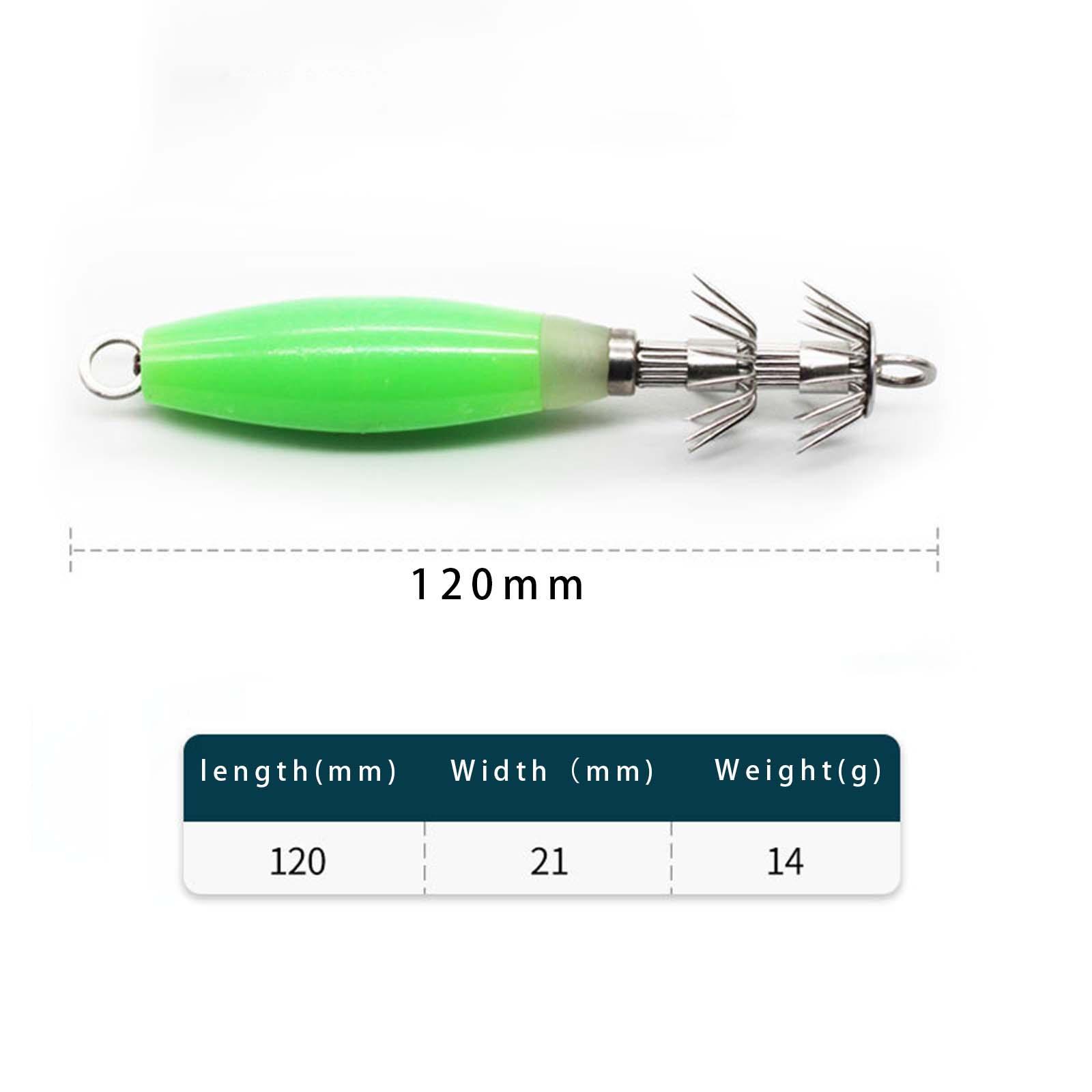 3x Luminous Squid Jig Hooks Artificial Fishing Lures Metal Hook Squid Lures