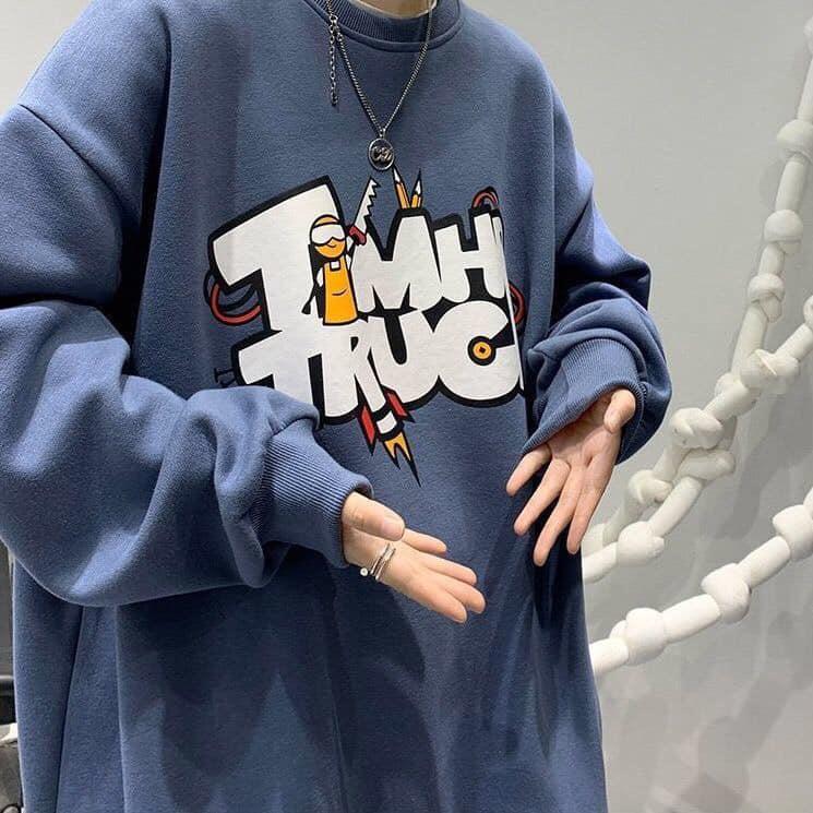 Áo Sweater Unisex Nam Nữ chất Nỉ ngoại dày mịn Dài Tay form rộng dễ thương thời trang mới bao đẹp