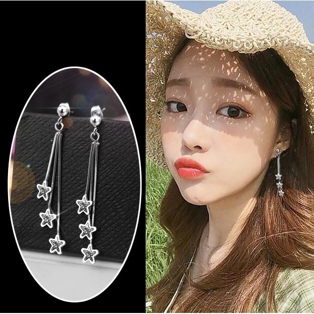 BÔNG TAI NỮ INOX THỜI TRANG NGÔI SAO TÒN TENG THÉP KHÔNG GỈ