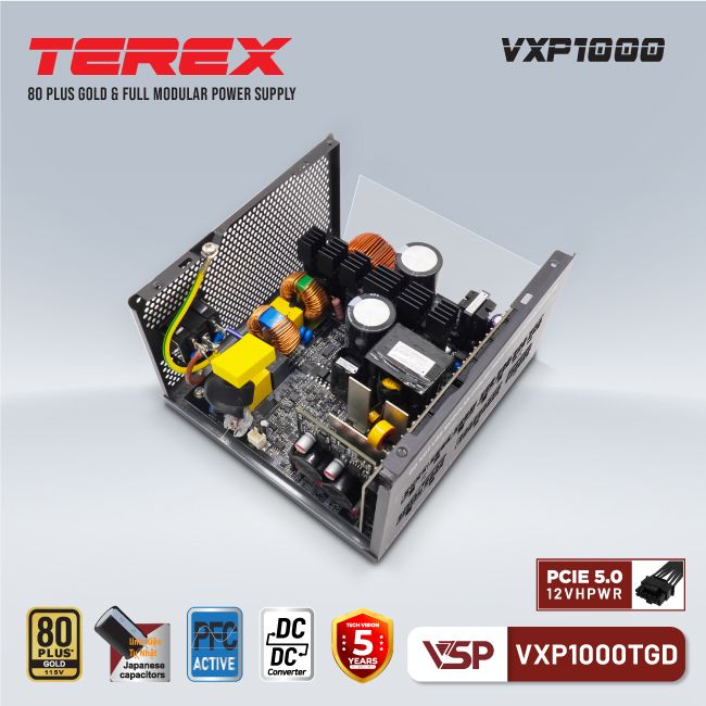 Nguồn máy tính VSP 1000W TEREX VXP1000TGD 80 Plus Bronze - Hàng chính hãng VSP phân phối