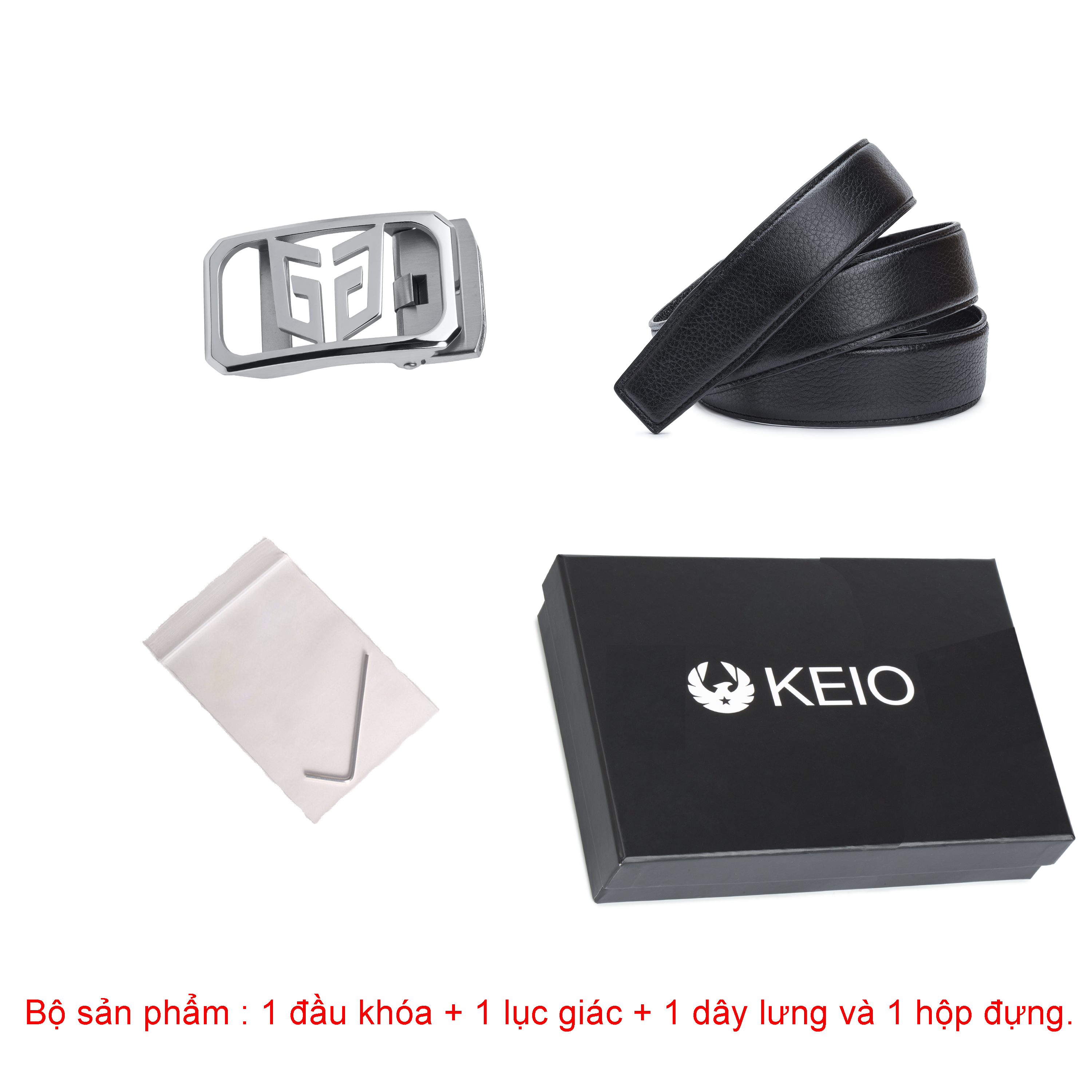 Thắt Lưng Nam KEIO NIPPON - Dây Nịt Nam Phong Cách Doanh Nhân - Da Bò Cao Cấp, Mặt Khóa Inox 316L Không Gỉ - Men's belts