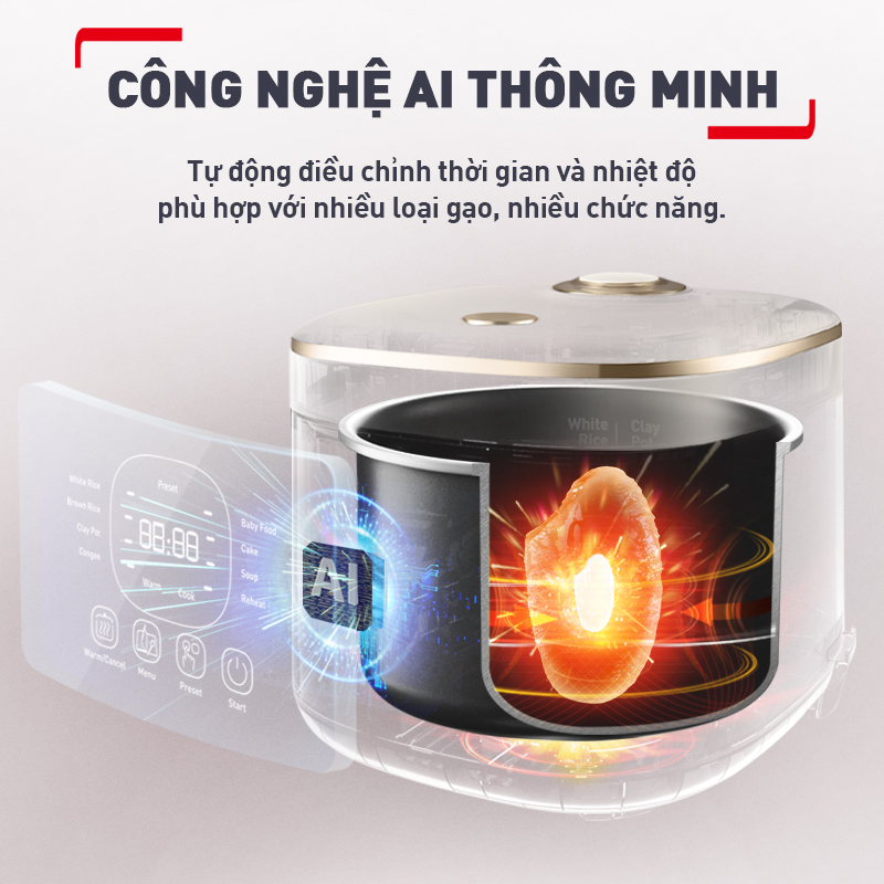 Nồi cơm điện tử Tefal Rice Mate Mini 0.7L RK515168 - Hàng chính hãng