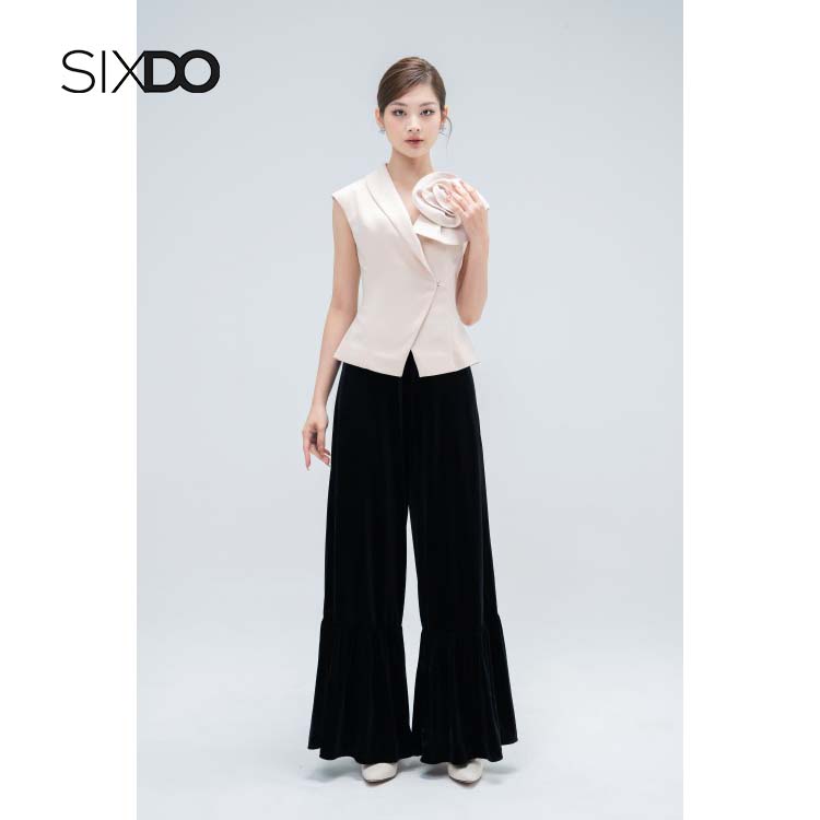 Áo vest nữ phối hoa thủ công sang trọng SIXDO