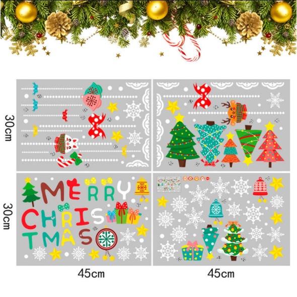 Decal trang trí Noel Hít Tĩnh Điện - Rèm dây thông đáng yêu nhiều màu sắc