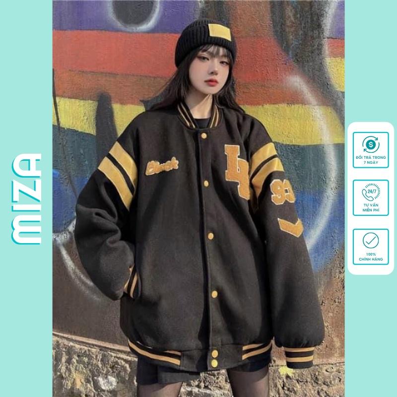 Hình ảnh Áo khoác bomber nỉ bông nam nữ unisex gió jacket cúc bấm form rộng local brand ulzzang phong cách hàn quốc đep Chữ LB