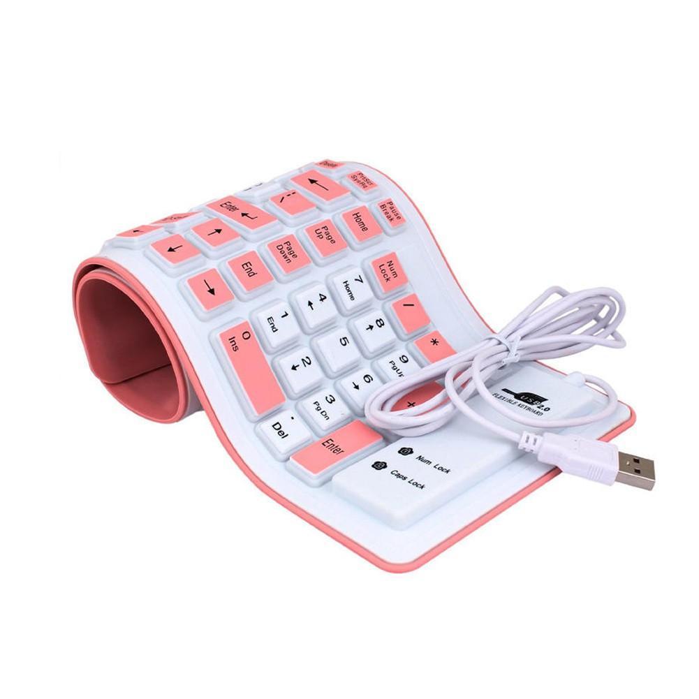 Bàn phím USB không dây làm từ silicon mềm linh hoạt có thể gấp gọn