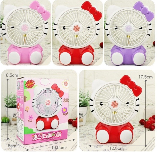 Quạt Sạc Mini Hình Hello Kitty Cho Bé, Thiết Kế Nhỏ Gọn Dễ Thương, Dễ Dàng Di Chuyển Theo Mùa Du Lịch