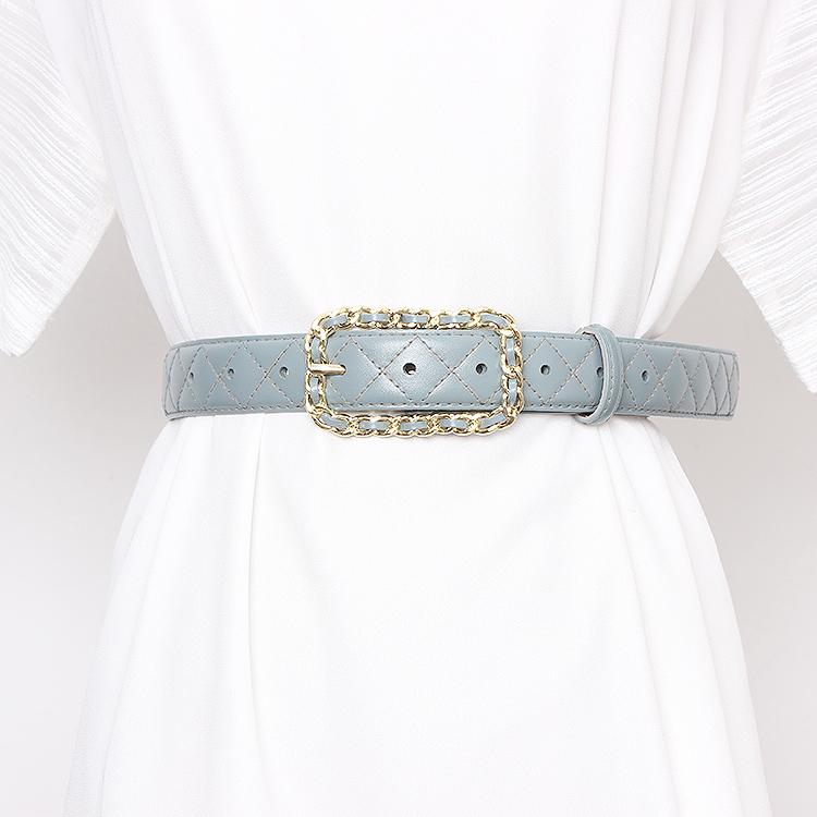 Năm 2020 Sang Trọng Kim Cương Lattic Dây Lưng Da Bò Quần Thắt Lưng Khóa Kim Loại Dây Chuyền Có Thể Điều Chỉnh Trắng Vàng Thắt Lưng Caestus Dây