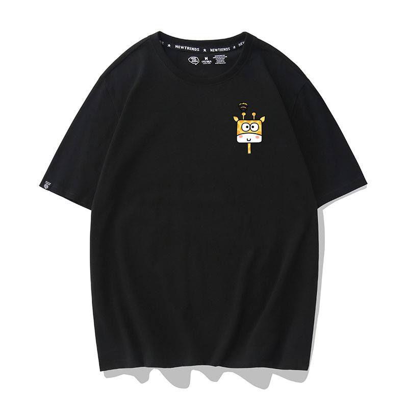 Áo Thun Nữ Tay Ngắn Icon Họa Tiết Hươu Cao Cổ  Hàn Quốc - Unisex - Cotton - Mã AT026