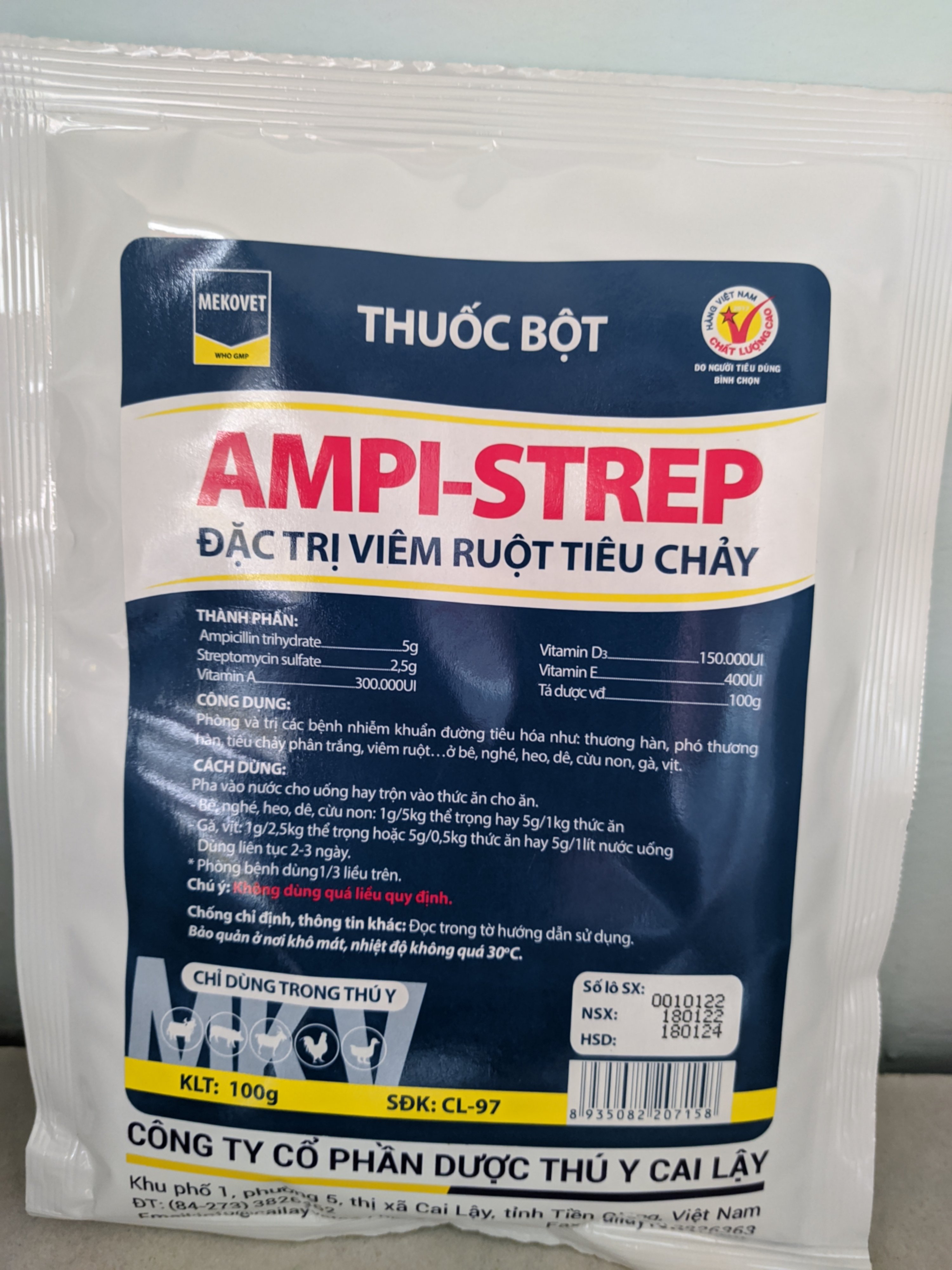 Thuốc bột AMPI-STREP đ.ặc t.rị viêm ruột tiêu chảy