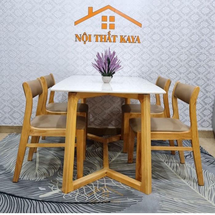 Bộ bàn mặt đá 4 ghế Benla chân M