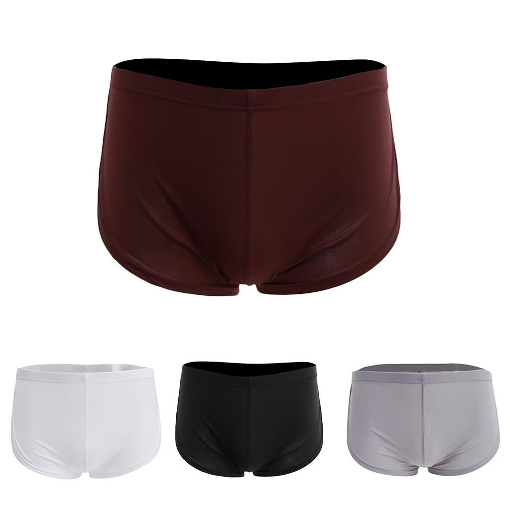 Soft Comfy Mens Side Split Solid Briefs Bulge Pouch Boxers Low Rise Sports Home Underwear Panties