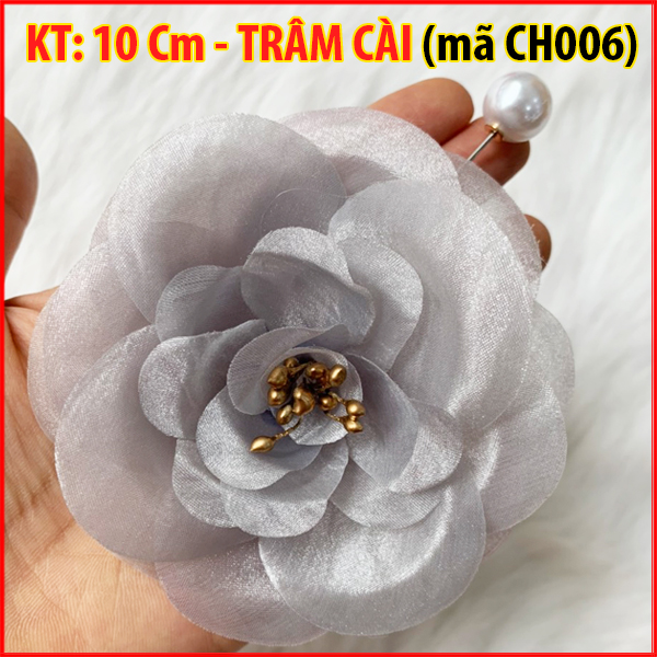 Tag Hoa Voan Lớn Cài Áo HANDMADE, Kiểu Cài Áo Hoa Có Ghim, Có Trâm Cài Áo Váy , Hoa Cài Áo Voan Cở Lớn CH006