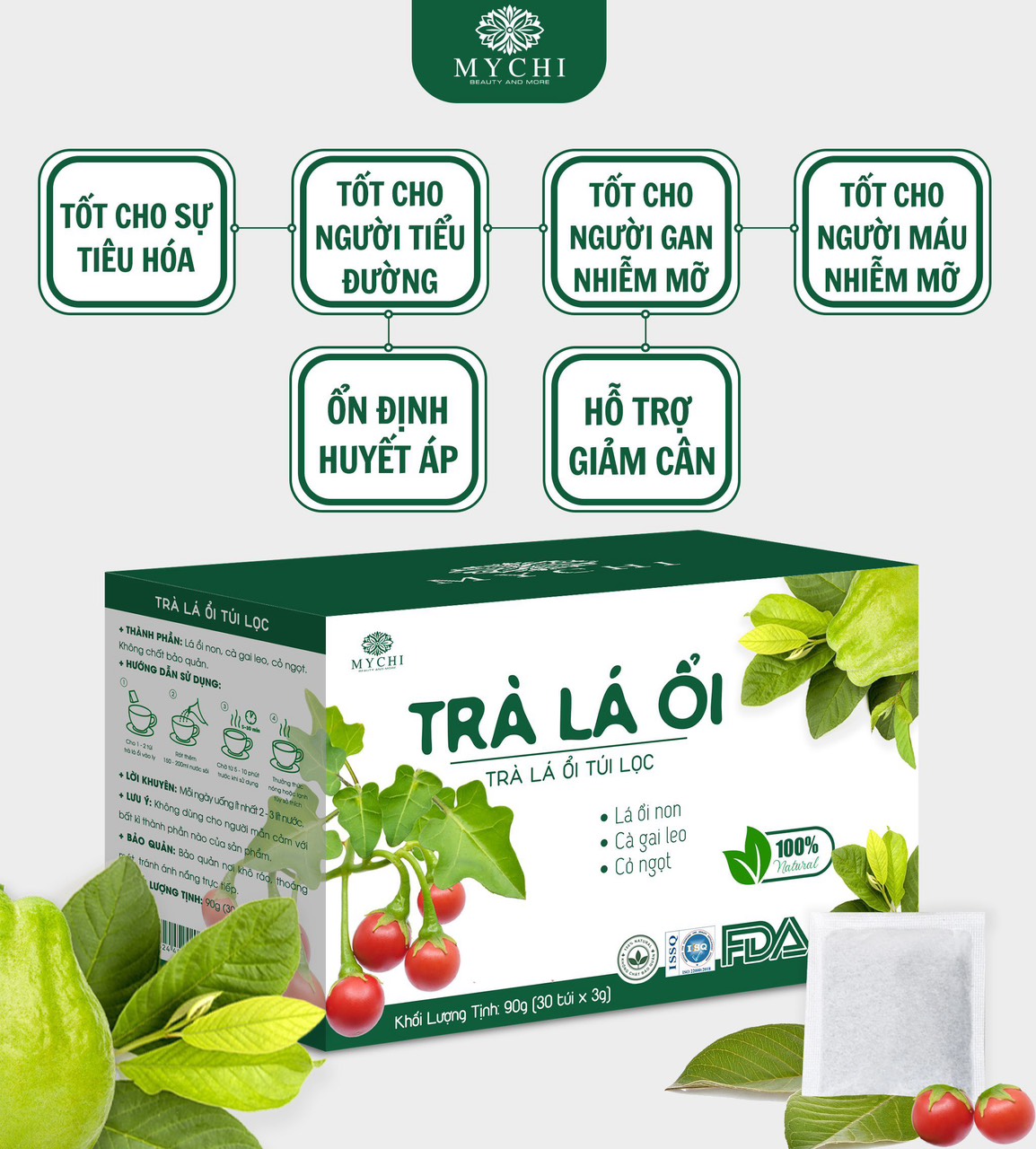 Giá Sỉ 5 hộp Trà Lá Ổi Mychi - giảm cân, Tiêu Mỡ, ngừa mỡ máu