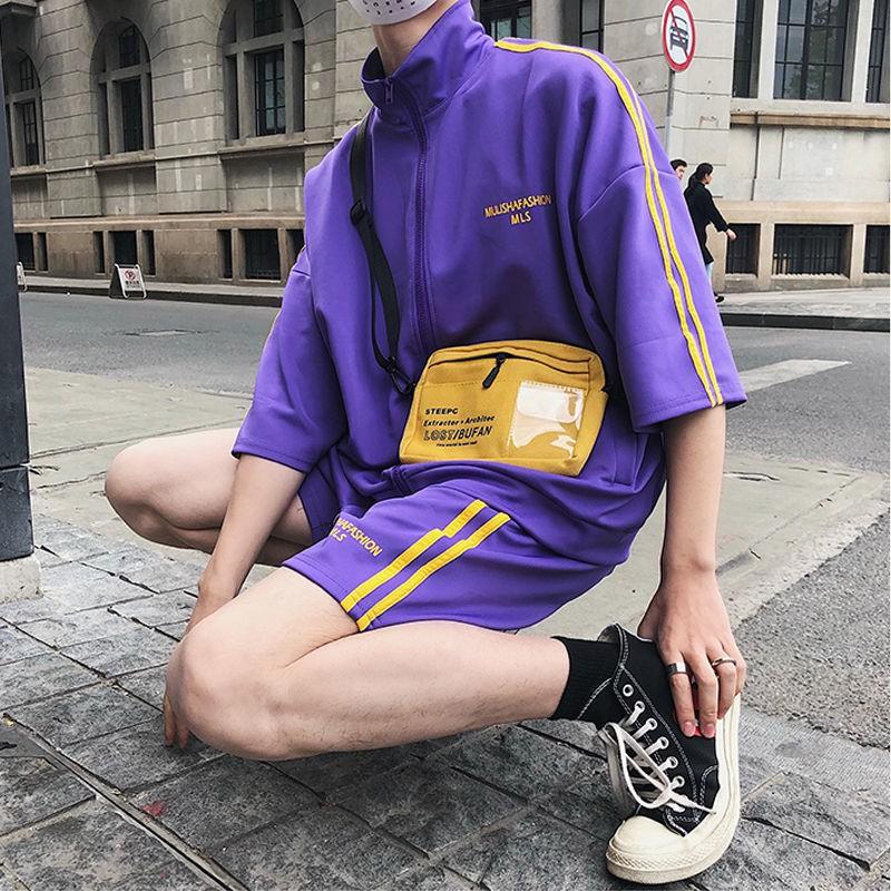 Set quần áo thể thao nam nữ tay lỡ mùa hè cá tính ulzzang unisex 3 sọc
