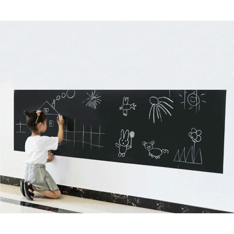 Bảng Đen Dán Tường _ Bảng Decal Dán Tường Cho Các Bé Tập Vẽ KT 0,45*2m
