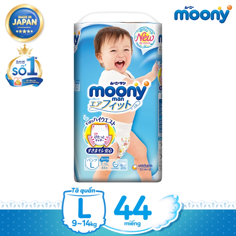Tã quần cao cấp Moony dành cho bé trai L44/XL38/XXL26