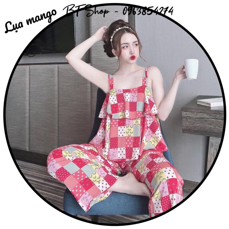 Đồ ngủ mặc nhà lụa mango quầi dài hoạ tiết freesize 42-57kg