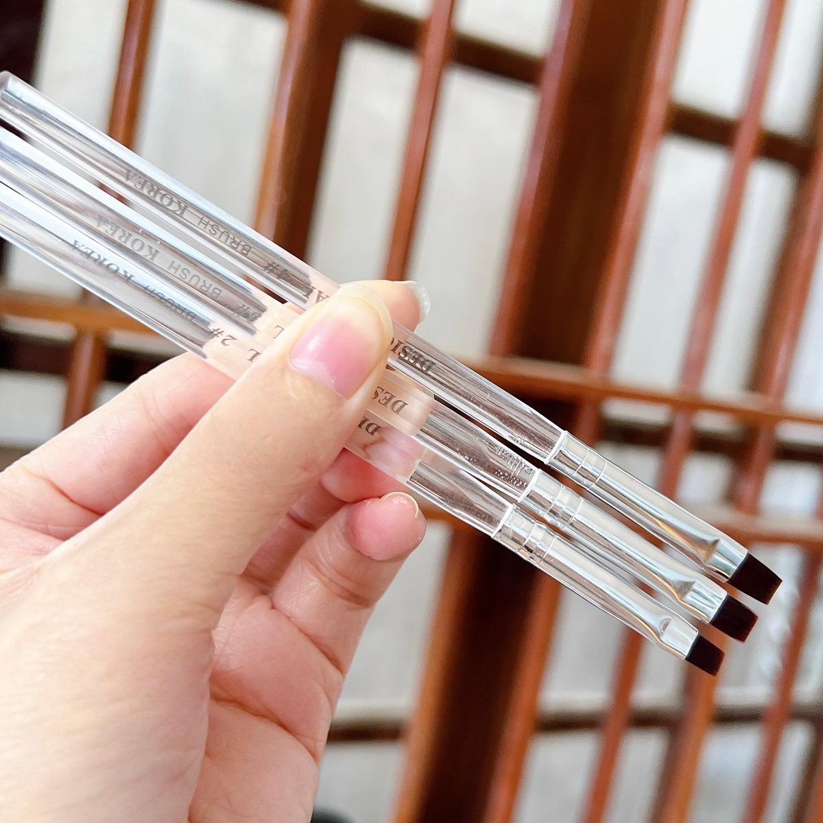 Cọ Bản Vuông Cán Trong Size 2-3-4 Làm Nail Tiện Lợi Kẻ, Vẽ Hoạt Hình, Phong Cảnh, Làm Vân Đá, Đắp Gel, Dặm Ombre Móng Desied Oval Korea Brush