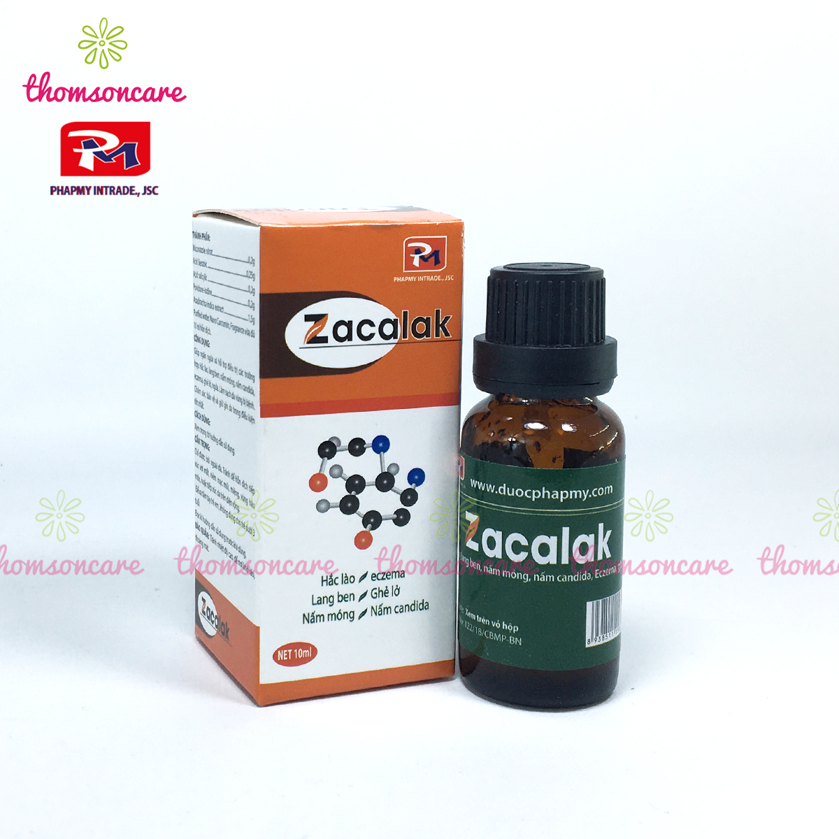 Zacalak - Lọ 10ml - Bôi hắc lào, lang ben, hỗ trợ giảm nấm móng - Từ cồn povidone Iod và Miconazole