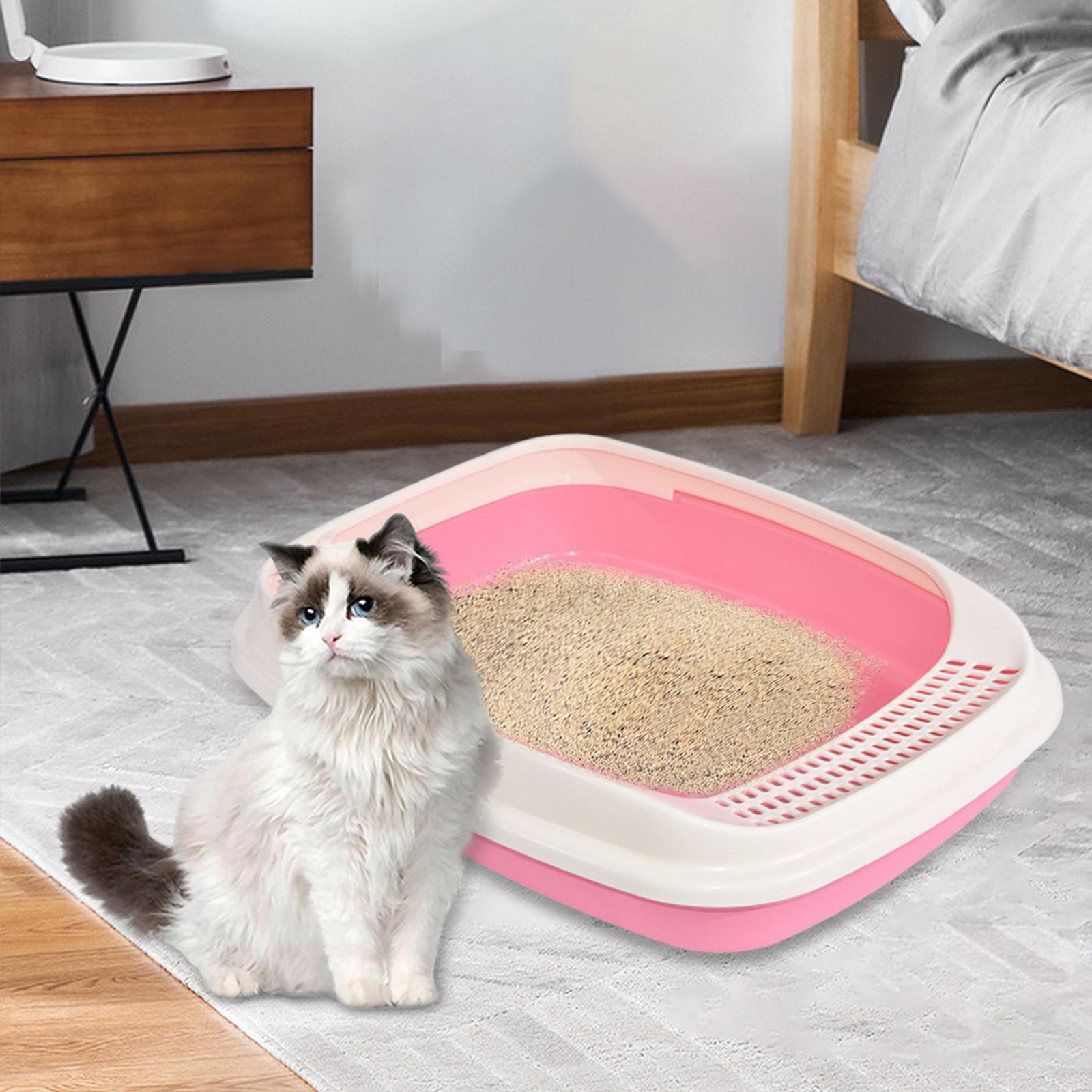 Pet Cat Litter Box Litter Tray Anti Splashing Sturdy Open Top for Small Pets
