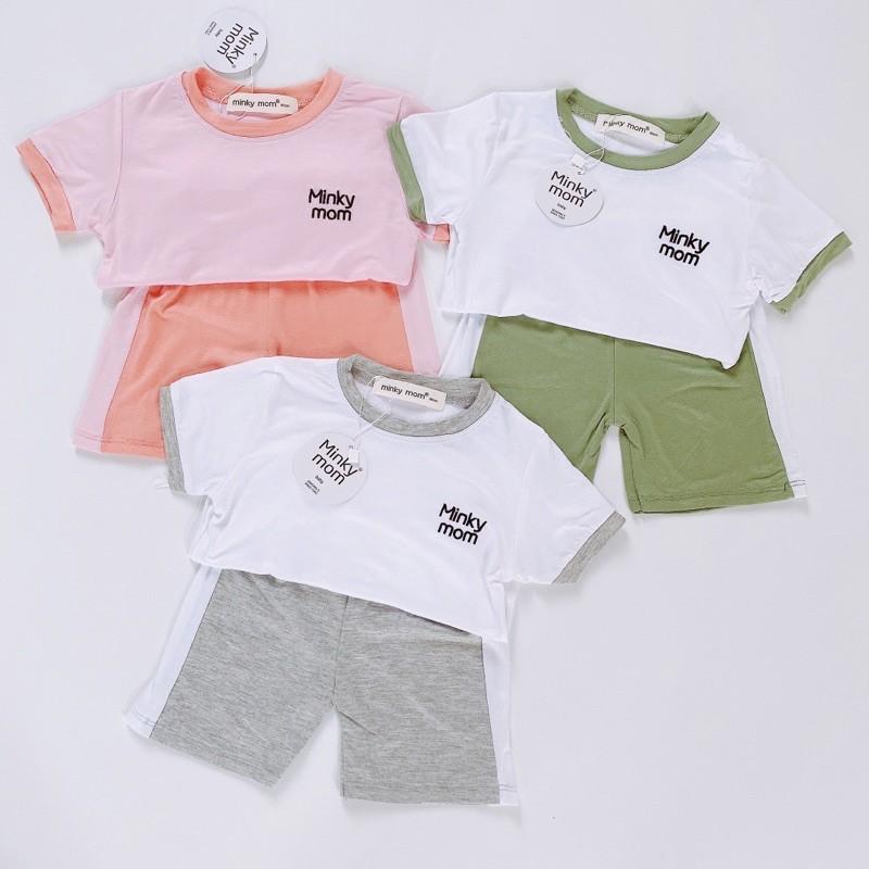 Bộ thun thêu ngực co giãn mềm mịn cho bé từ 7-25 kg