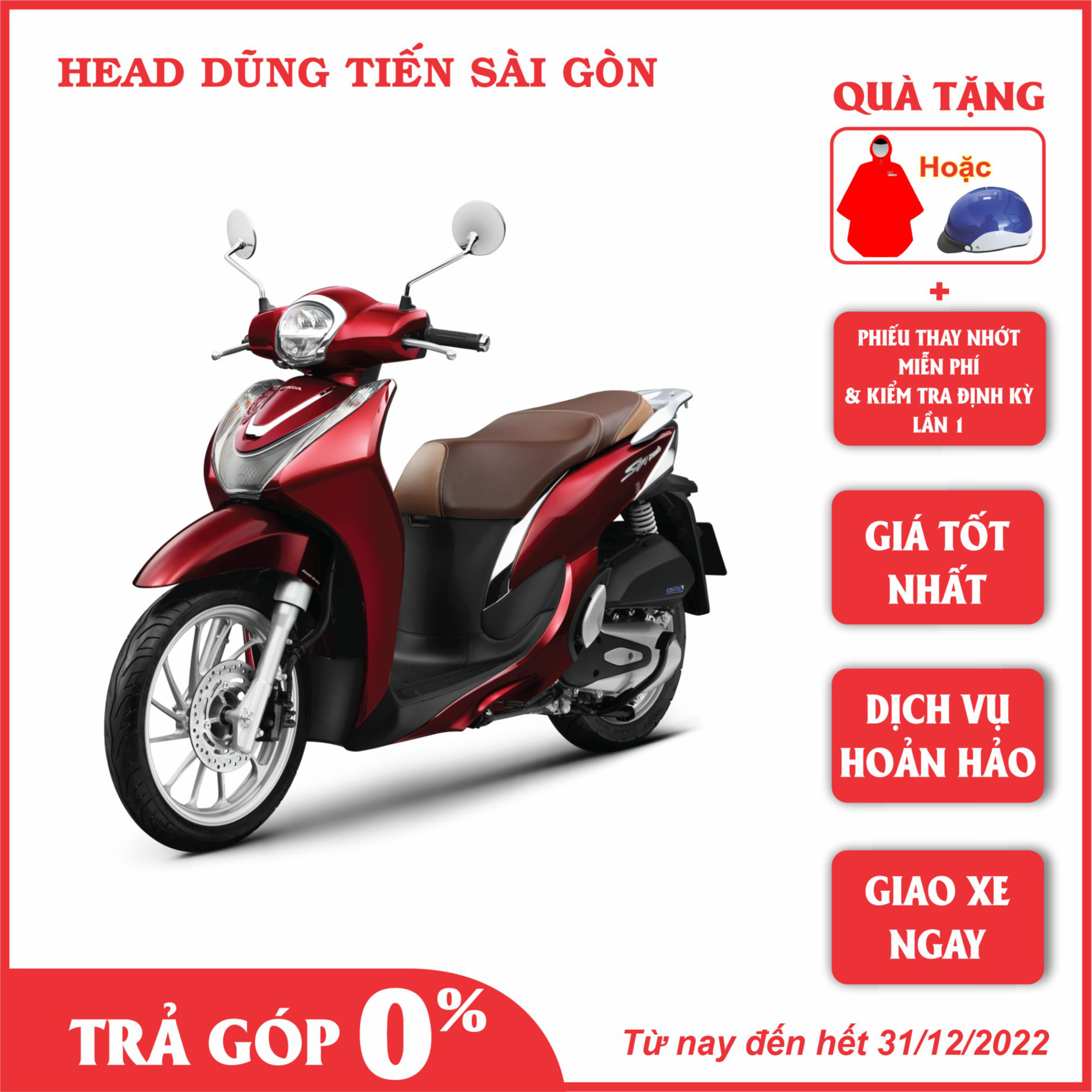 Xe Máy Honda SH Mode Tiêu Chuẩn CBS 2022- Đỏ