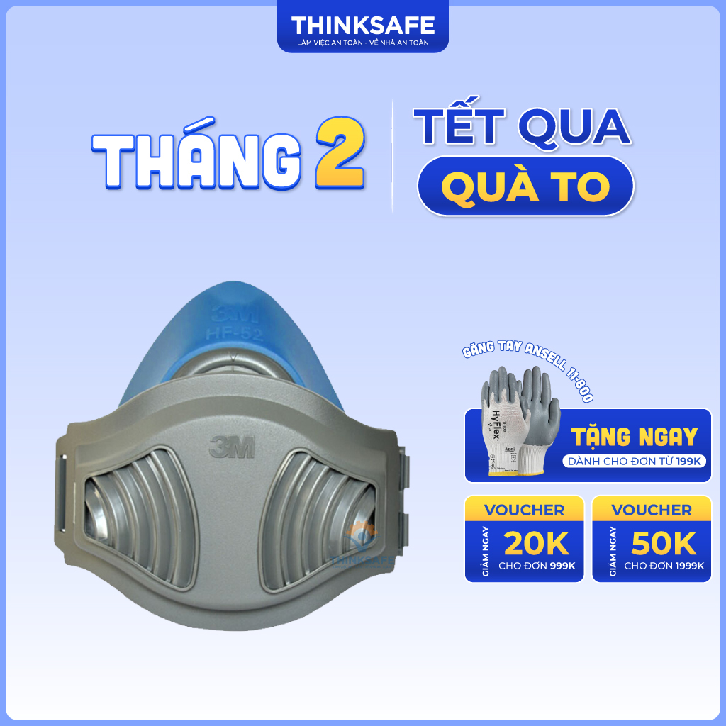 Mặt nạ phòng độc 3M HF52 kèm 10 tấm lọc 3744K, mặt nạ lọc bụi, lọc hơi/khí độc