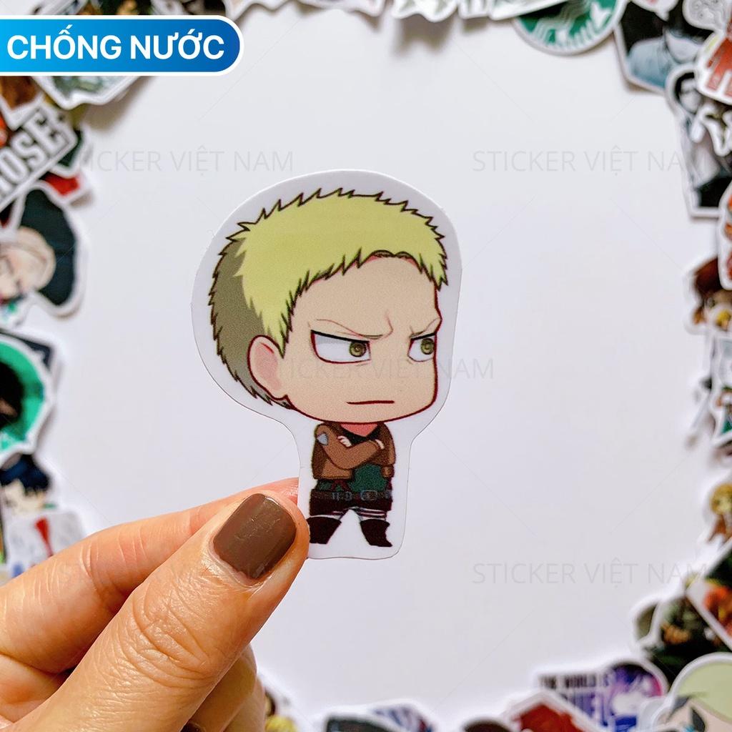 Sticker in hình ATTACK on TITAN - Dán Trang Trí - Chất Liệu PVC Cán Màng Chất Lượng Cao Chống Nước, Chống Nắng, Không Bong Tróc Phai Màu - Kích thước 4-8cm