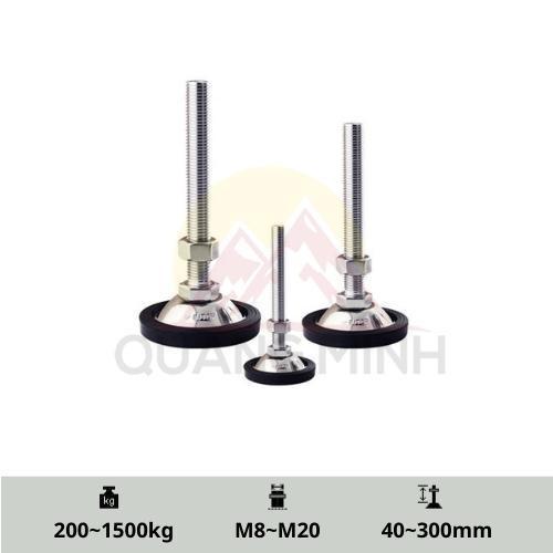 PC/PCS - Chân tăng chỉnh chiều cao, inox 304 chịu lực đế cao su M