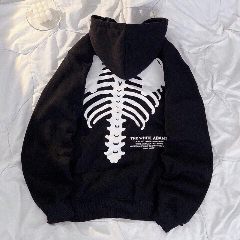 Áo Hoodie Lưng Xương Unisex Nỉ kiểu form rộng tay bồng dáng đường phố học sinh hàn quốc
