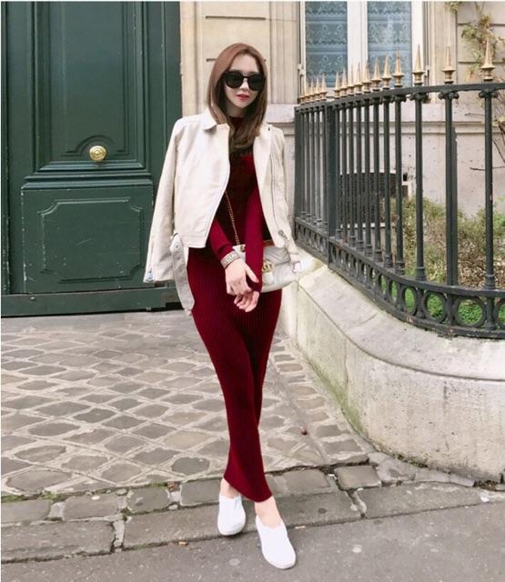 Váy đầm len dáng dài Quảng Châu