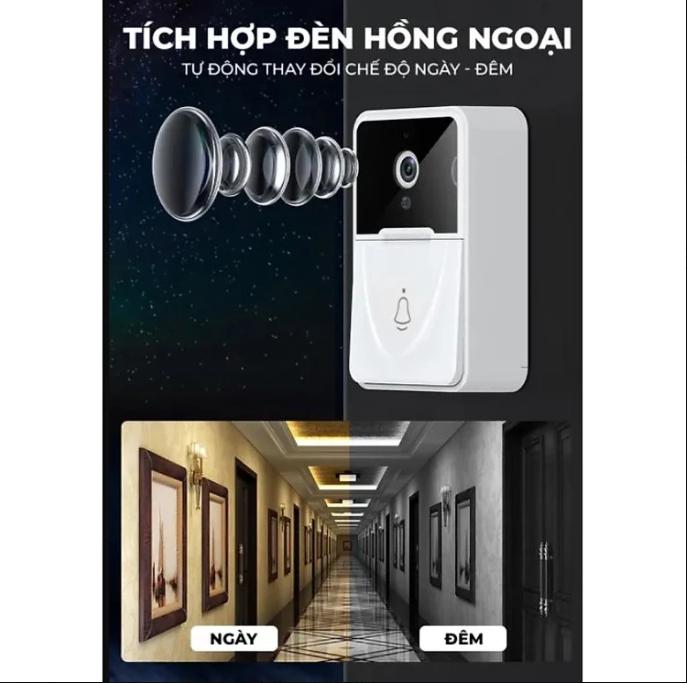 Chuông Cửa Thông Minh Có Camera HD Kết Nối WiFi X3 Hỗ Trợ Tầm Nhìn Ban Đêm Đổi Giọng Nói