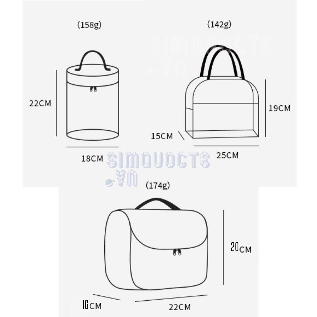 Túi đựng hộp cơm cách nhiệt màu xám phong cách Hàn Quốc vải cation chống nước tốt TĐC06