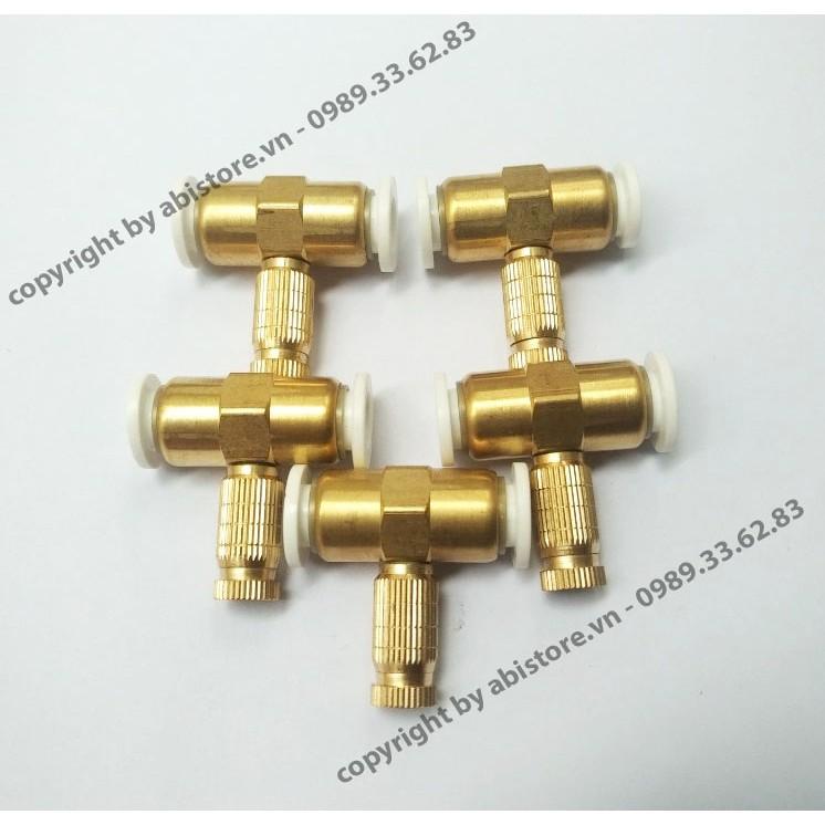 COMBO 5 BÉC PHUN SƯƠNG BẰNG ĐỒNG NỐI ỐNG 8MM, BÉP ĐỒNG PHUN SƯƠNG CHỐNG HAN GỈ
