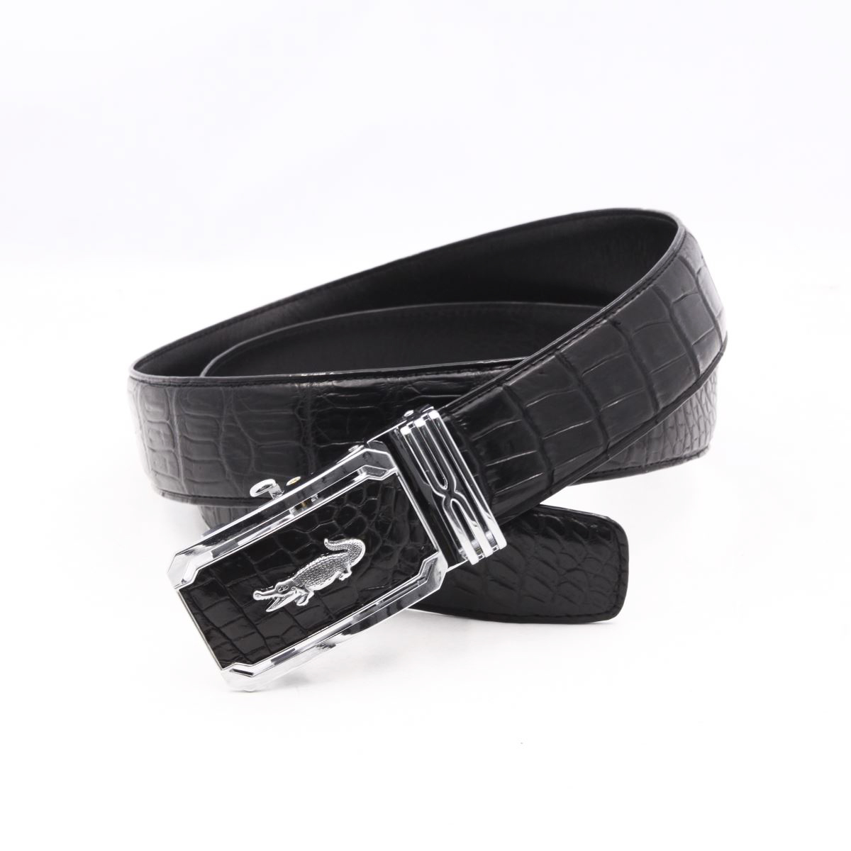 Thắt Lưng Nam Da Cá Sấu Thật KEM Leather Dây Nịt Da Cá Sấu Thật Dây Liền Nguyên Con Phần Da Bụng Trơn Màu Đen Cao Cấp KEMTL01 Bảo Hành Chính Hãng 24 Tháng