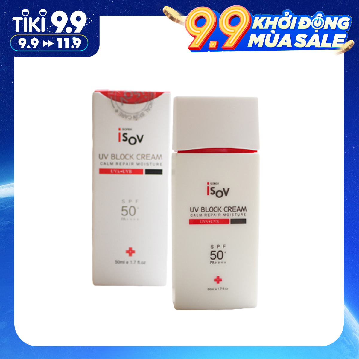 Kem chống nắng vật lý nâng tông da không bết dính Isov UV Block 50ml