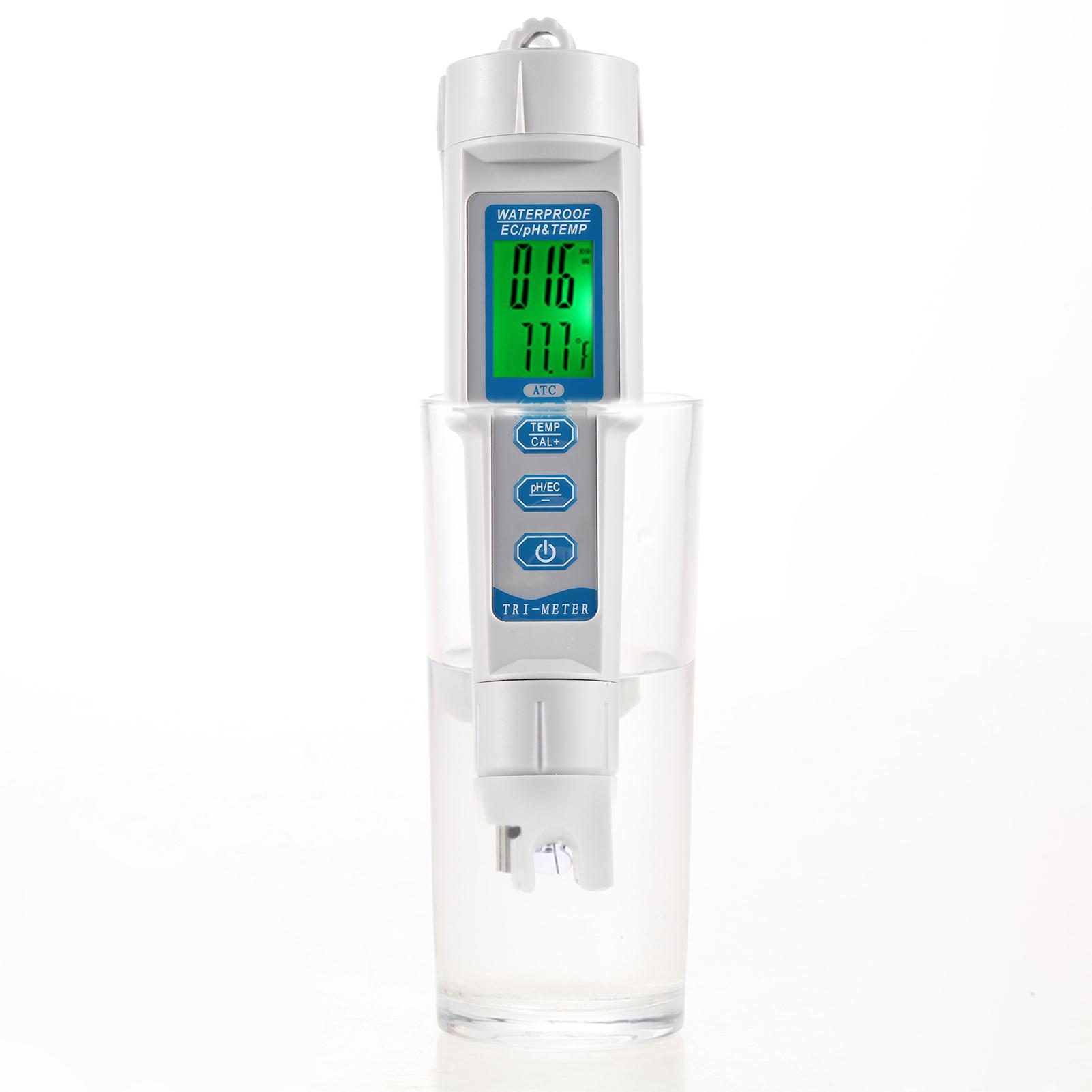 New Professional 3 in 1 Multi-parameter Water Quality Tester Monitor Portable Pen Type pH & EC & TEMP Meter Acidometer Water Quality Analysis Device