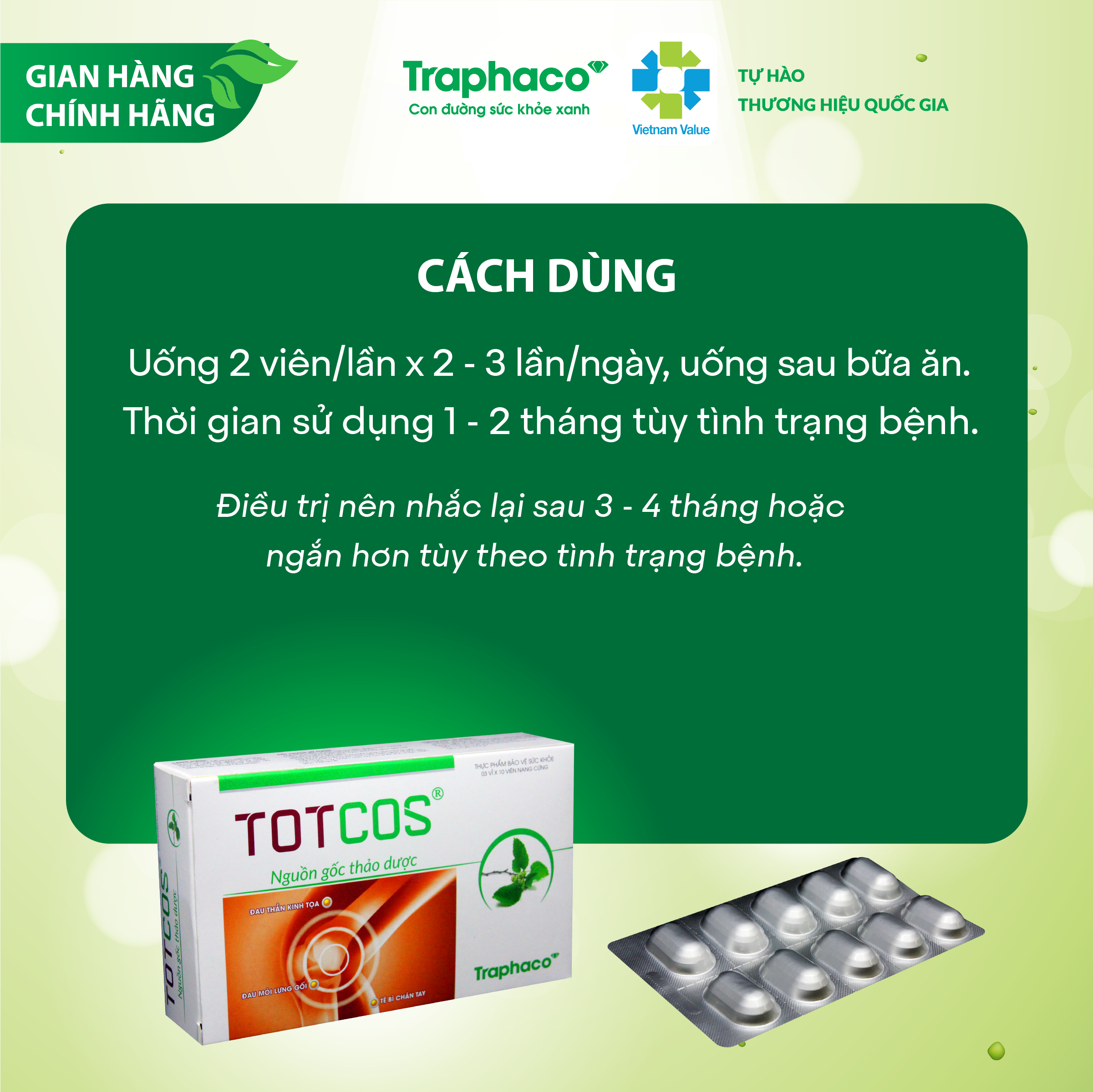 TOTCOS - GIẢM: SƯNG ĐAU KHỚP - ĐAU MỎI LƯNG GỐI - TÊ BÌ CHÂN TAY - ĐAU THẦN KINH TỌA