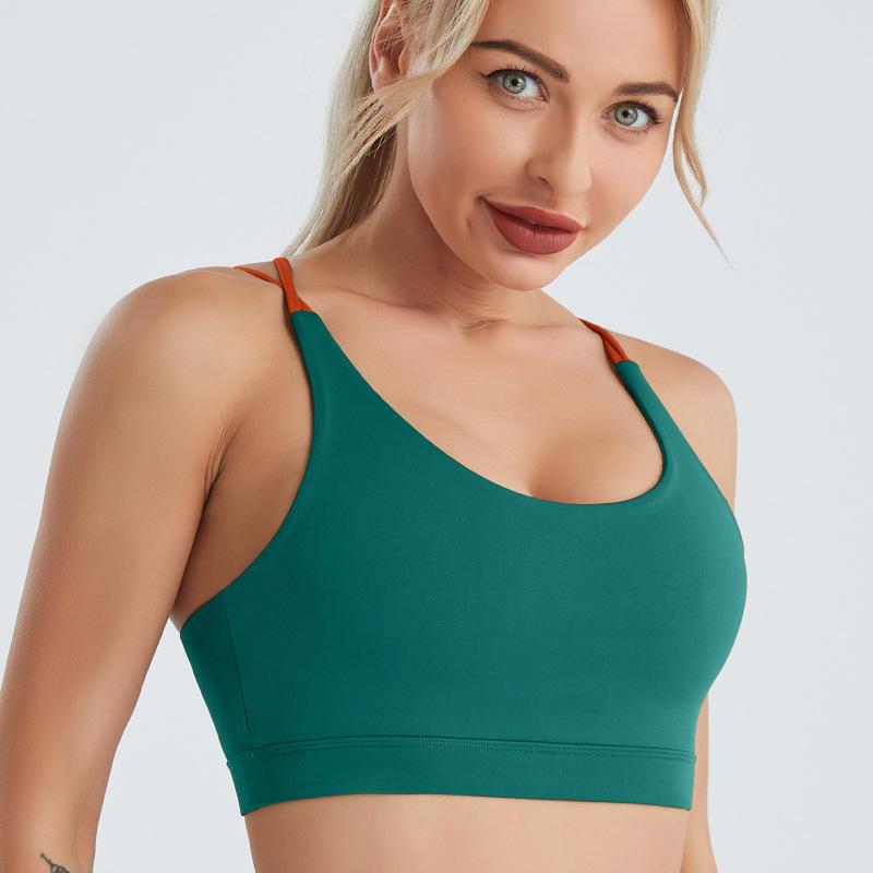 Thể Thao Chống Sốc Áo Bra Quai Chéo Chạy Bộ Áo Ngực Thể Thao Top Nữ Mở Rộng Hem Đẩy Lên Tập Luyện Thể Dục Yoga Crop Tops áo Yếm