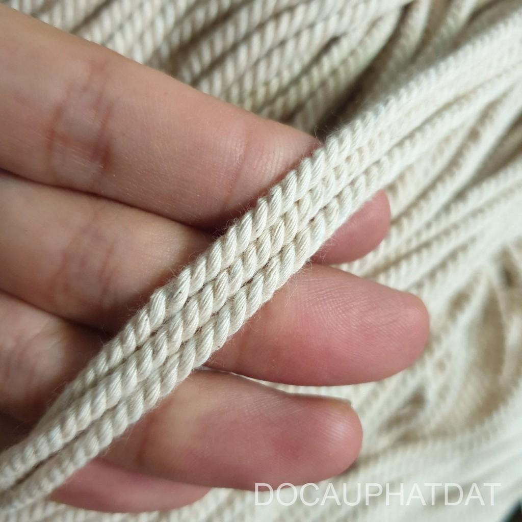 Dây thừng se macrame cotton màu ngà, màu kem đường kính 2mm, 3mm, 5mm, 7mm, 10mm