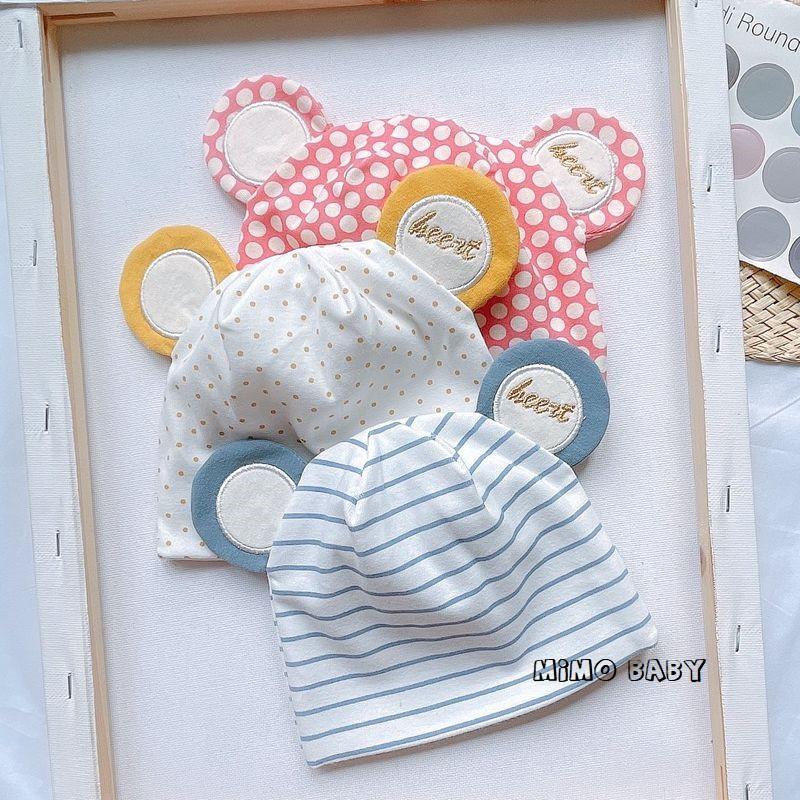 Mũ cotton sơ sinh cao cấp hình nơ, hình gấu đáng yêu Mimo Baby cho bé 0-6m MD20