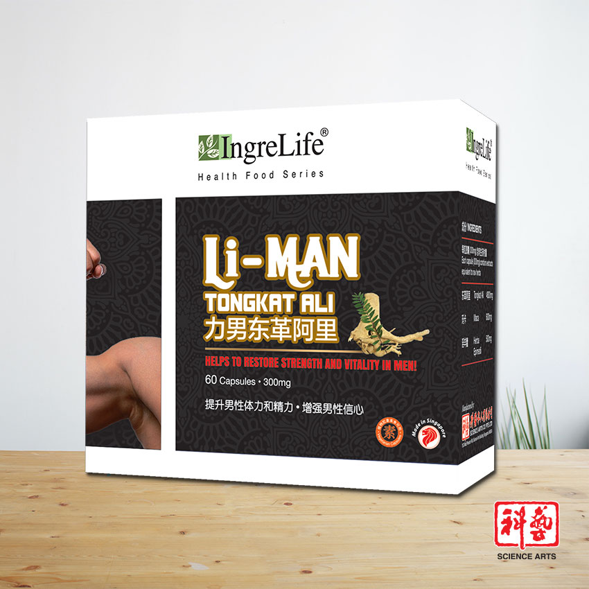 Viên Uống Tăng Cường Sinh Lý Nam Li-Man Tongkat Ali IngreLife Singapore Tăng Cường Sức Mạnh, Độ Bền Và Sinh Lực Nam, Hỗ trợ Giảm Mỏi Cơ Trong Thể Thao - Hộp 60 Viên