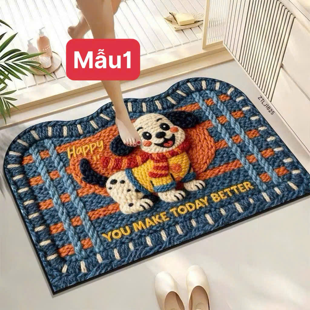 Thảm Lót Chân Hoạt Hình Dễ Thương Giả Dệt Diatom Bùn – Thảm Thấm Hút Nước Chống Trơn Trượt Dùng Phòng Tắm, Cửa Ra Vào - HÀNG CHÍNH HÃNG MINIIN