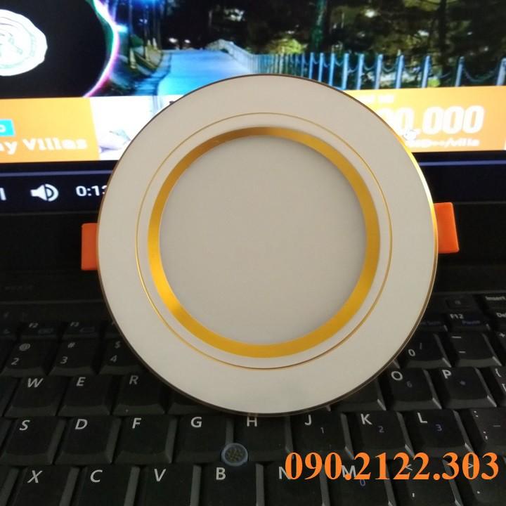 Đèn âm trần 7W viền vàng phi 90 3 chế độ màu siêu bền , giá tốt , ánh sáng đẹp - có đủ cả nguồn