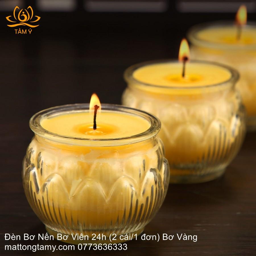 Đèn Bơ Thực Vật Tinh Khiết Nến Bơ Viên 2h-3h-4h-8h-12h Bơ Màu Đỏ/Vàng